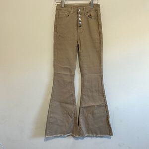 SheIn Tan High Rise Flare Pants